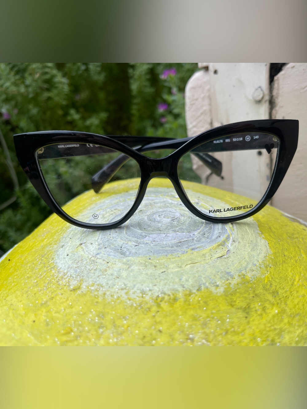 Karl Lagerfeld Glossy Black Cat-Eye Optical Glasses
